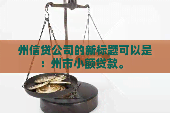 州信贷公司的新标题可以是：州市小额贷款。 