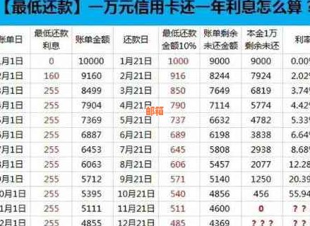 六万元信用卡每月还款及利息计算