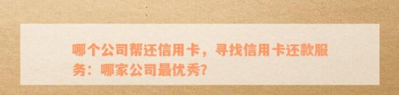 哪个公司帮助还款信用卡的客户更多？